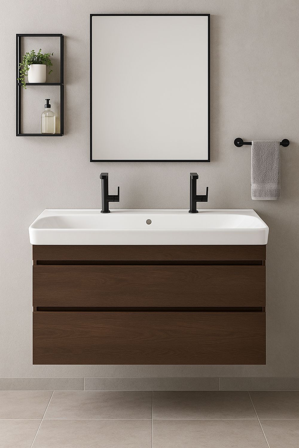 Meuble de salle de bains à deux tiroirs pour lavabo Geberit Smyle 120 cm (sans vasque)