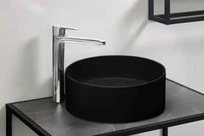 Round countertop basin Deante Silia 36 cm in matte black