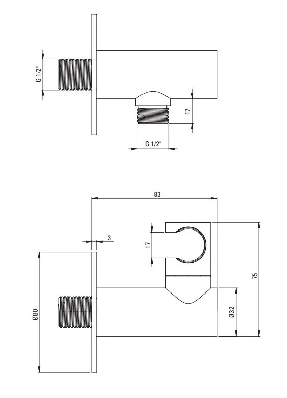 Deante Silia Round Connection Elbow with Shower Holder in Matte Black