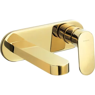 Deante Alpinia 153 mm Built-in Basin Mixer Tap without Waste in Polished Gold