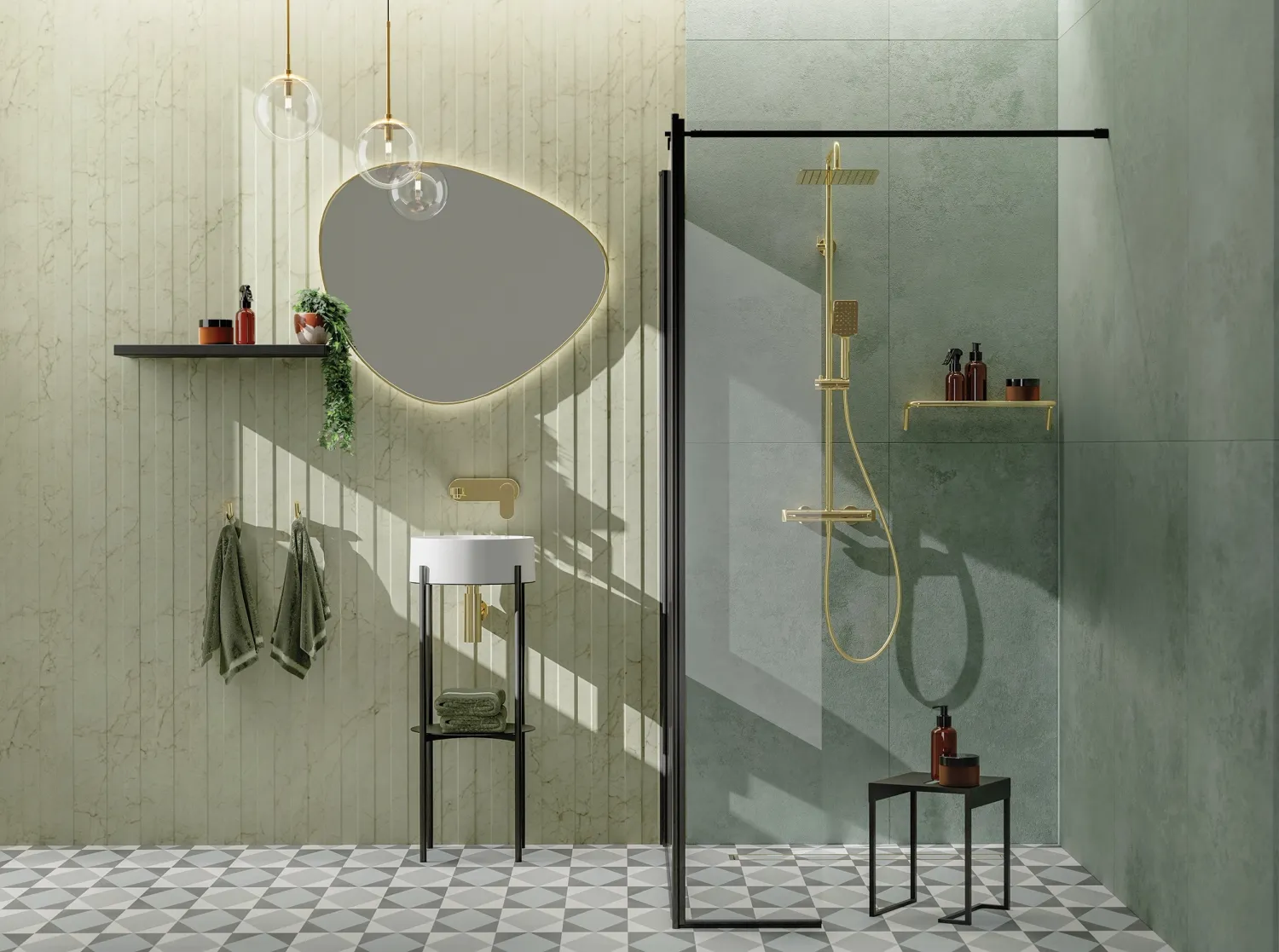 Deante Alpinia 153 mm Built-in Basin Mixer Tap without Waste in Polished Gold