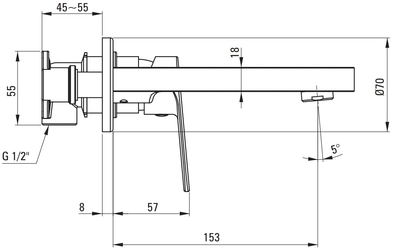 Mitigeur de lavabo encastré Deante Alpinia 153 mm sans bonde en PVD doré poli — vue 5