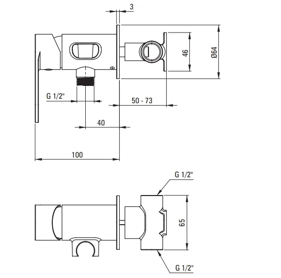 Ensemble hygiénique de WC avec mitigeur encastré Deante Alpinia en PVD doré poli avec flexible de 120 cm — vue 4
