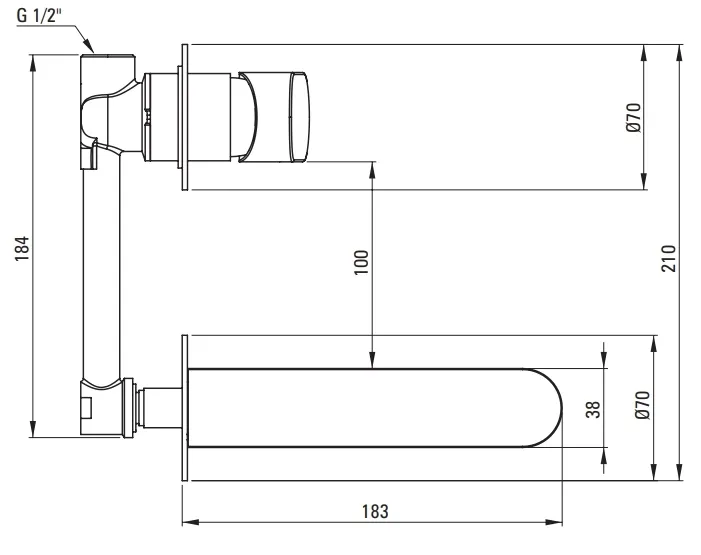 Mitigeur de lavabo encastré Deante Alpinia 154 mm sans bonde en noir mat — vue 3