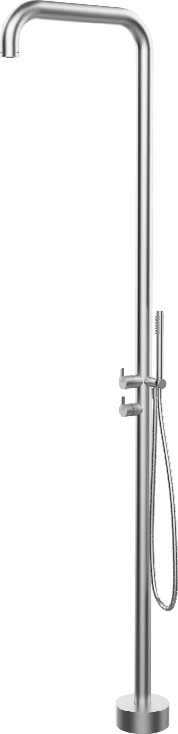 Colonne de douche Deante Silia pour montage au sol avec mitigeur de douche en acier inoxydable brossé (intérieur / extérieur)