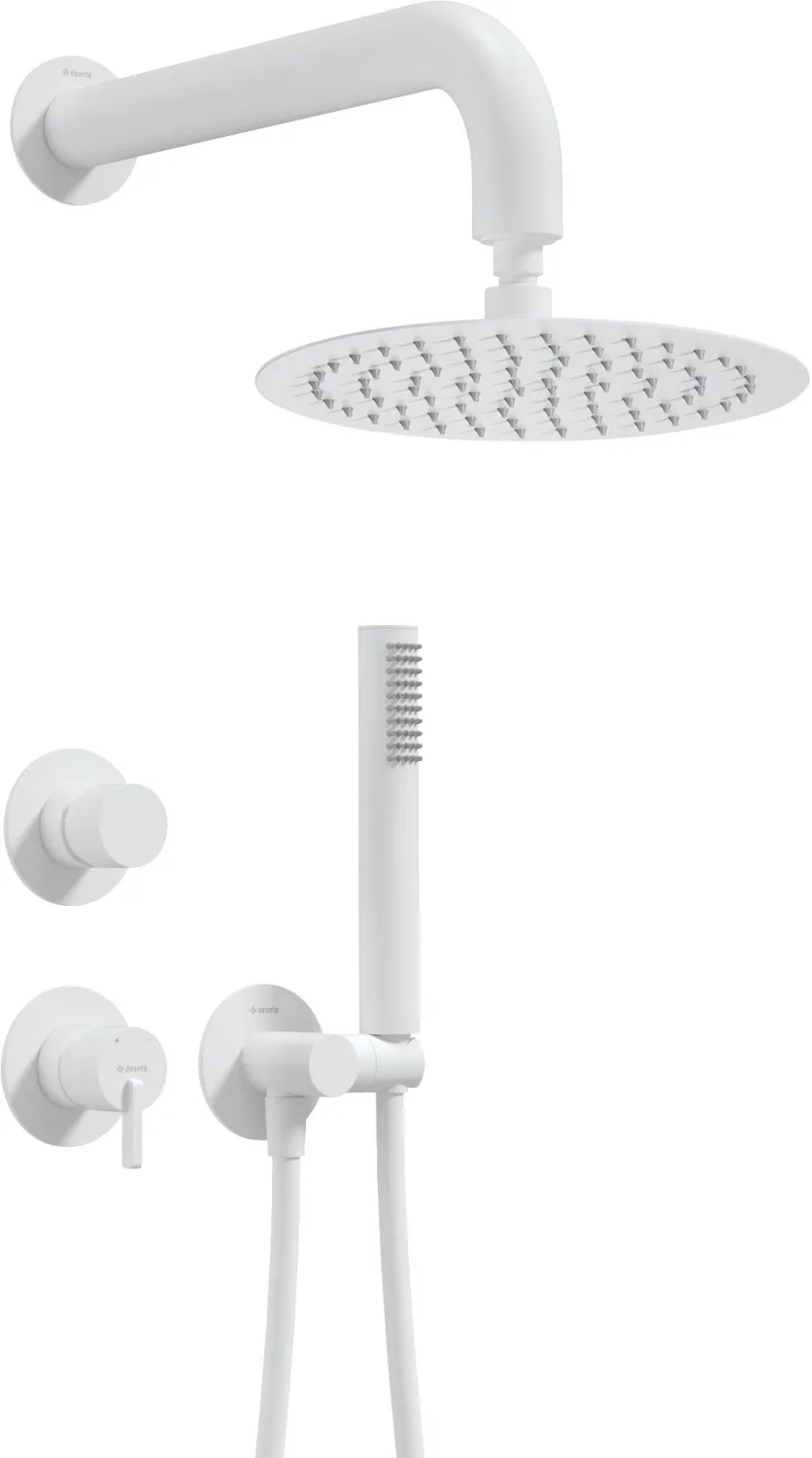Ensemble de douche encastré Deante Silia 250 avec douche de tête en blanc mat
