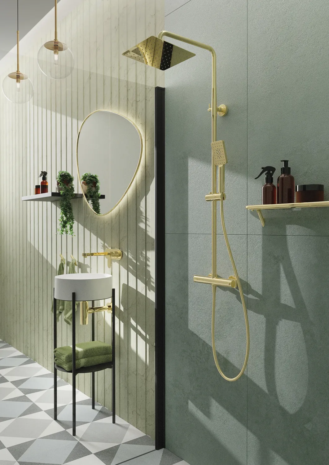 Mitigeur de lavabo encastré Deante Alpinia 153 mm sans bonde en PVD doré poli — vue 3