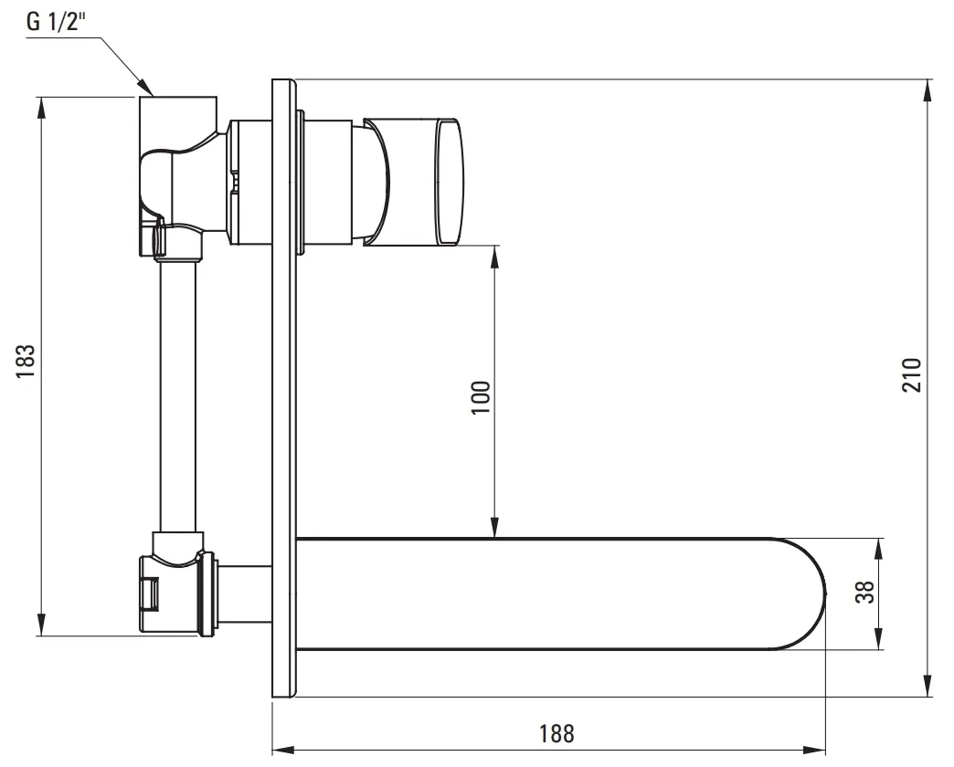 Mitigeur de lavabo encastré Deante Alpinia 153 mm sans bonde en PVD doré poli — vue 4