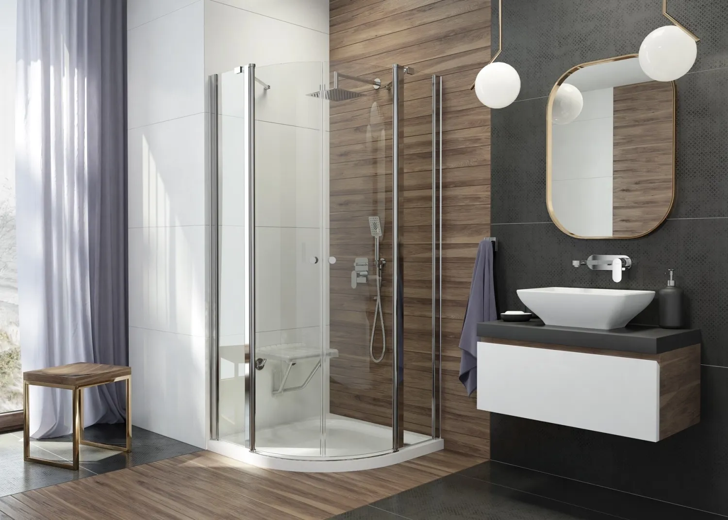 Shower Mixer Tap Deante Alpinia with Chrome Shower Switch