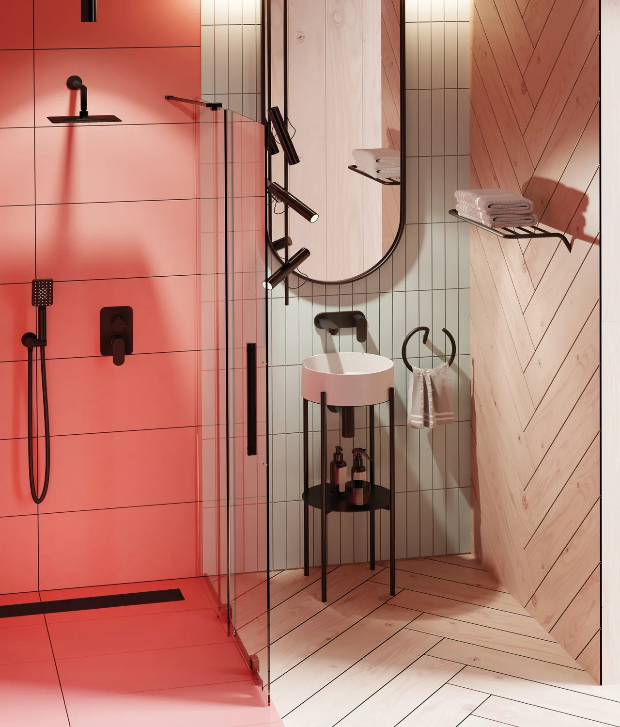 Deante Alpinia 250 Built-in Shower Set in Matte Black with Box
