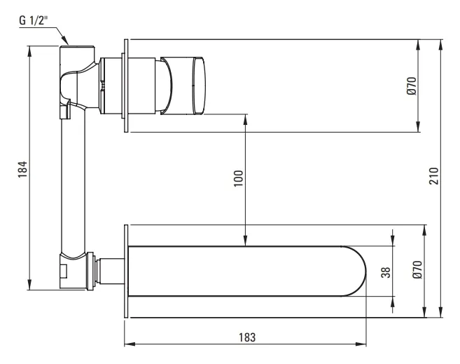 Mitigeur de lavabo encastré Deante Alpinia 154 mm sans bonde en PVD doré poli — vue 3