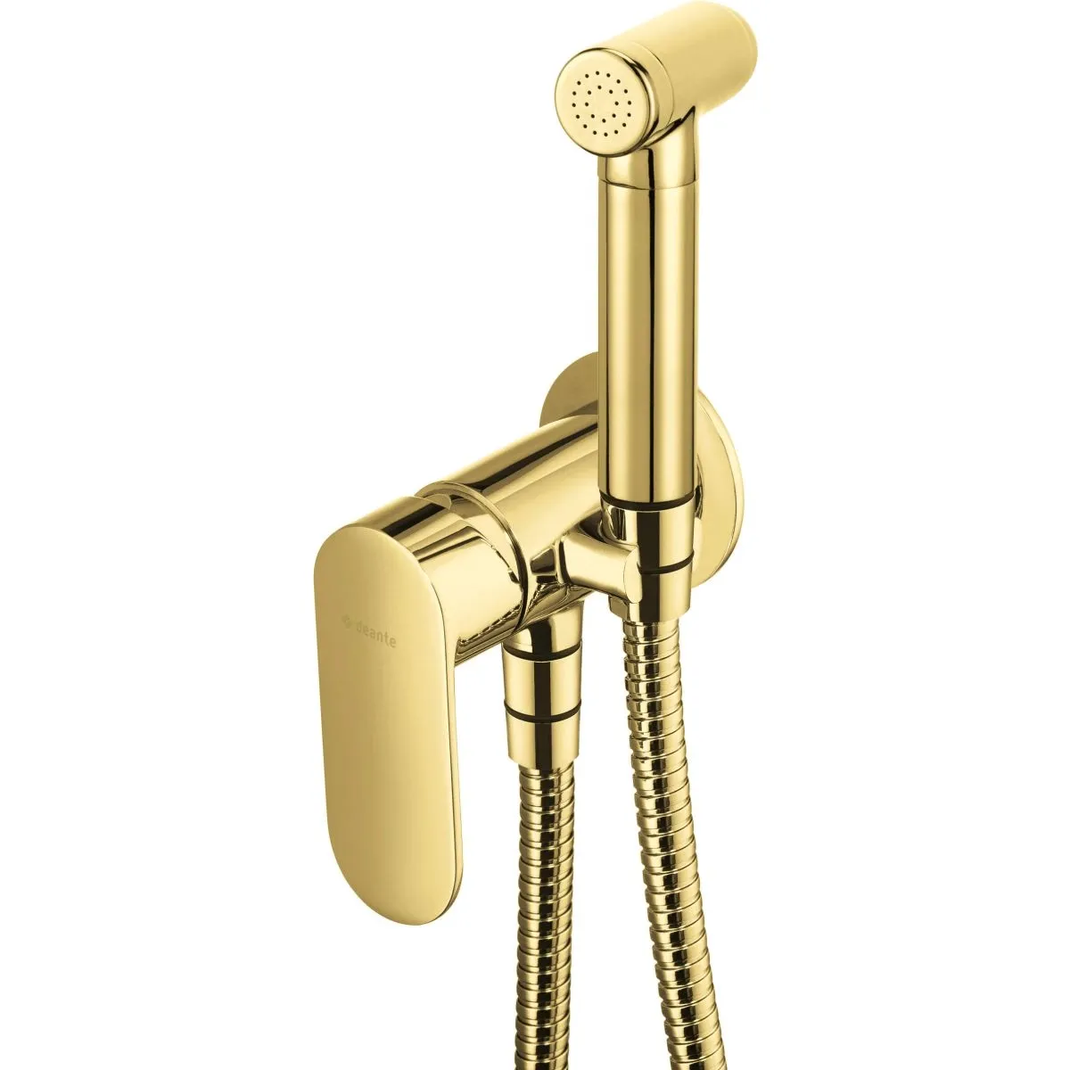 Ensemble hygiénique de WC avec mitigeur encastré Deante Alpinia en PVD doré poli avec flexible de 120 cm