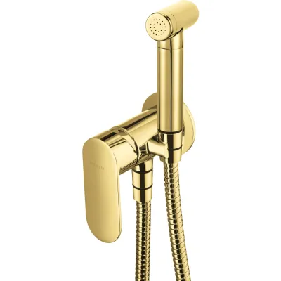 Ensemble hygiénique de WC avec mitigeur encastré Deante Alpinia en doré poli avec flexible de 120 cm