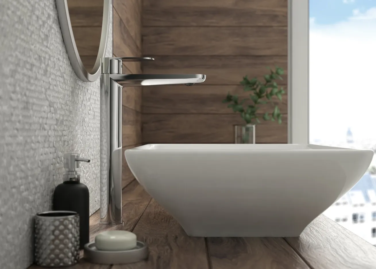 High-Rise Basin Mixer Deante Alpinia 273 without Waste in Chrome