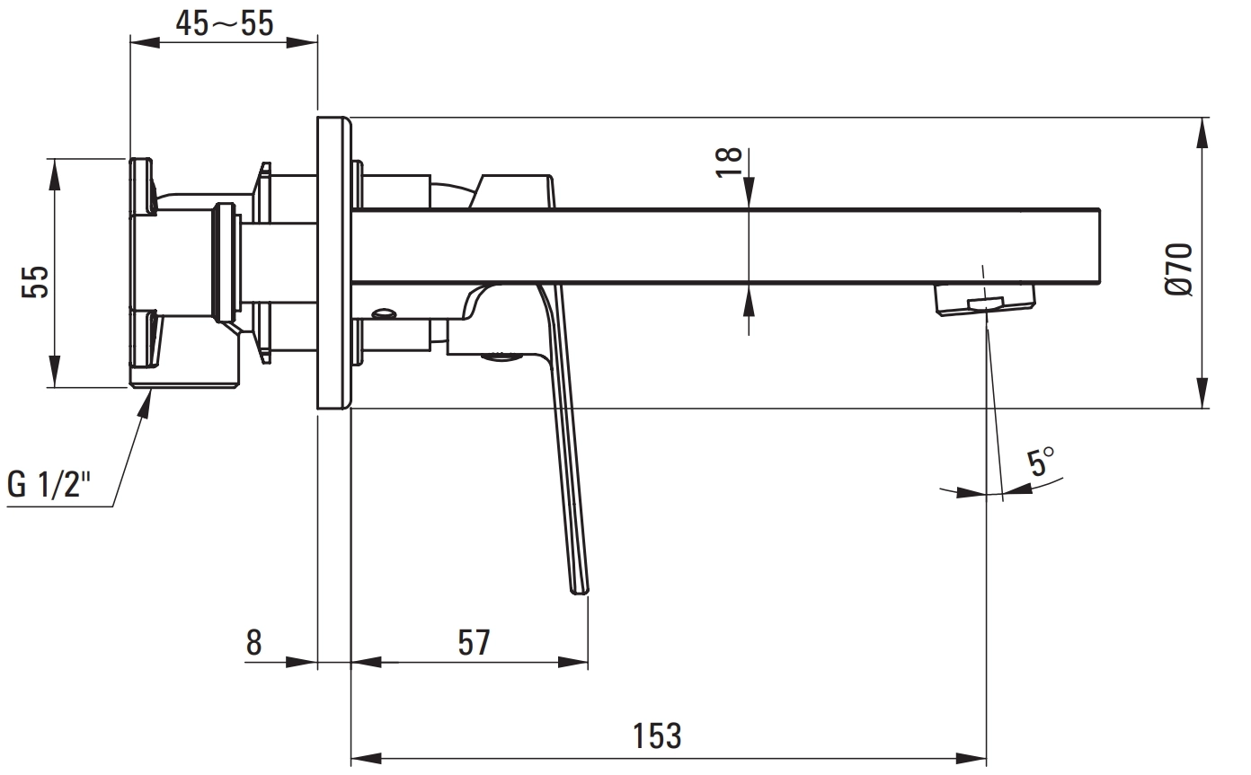 Mitigeur de lavabo encastré Deante Alpinia 153 mm sans bonde en chromé - vue 6