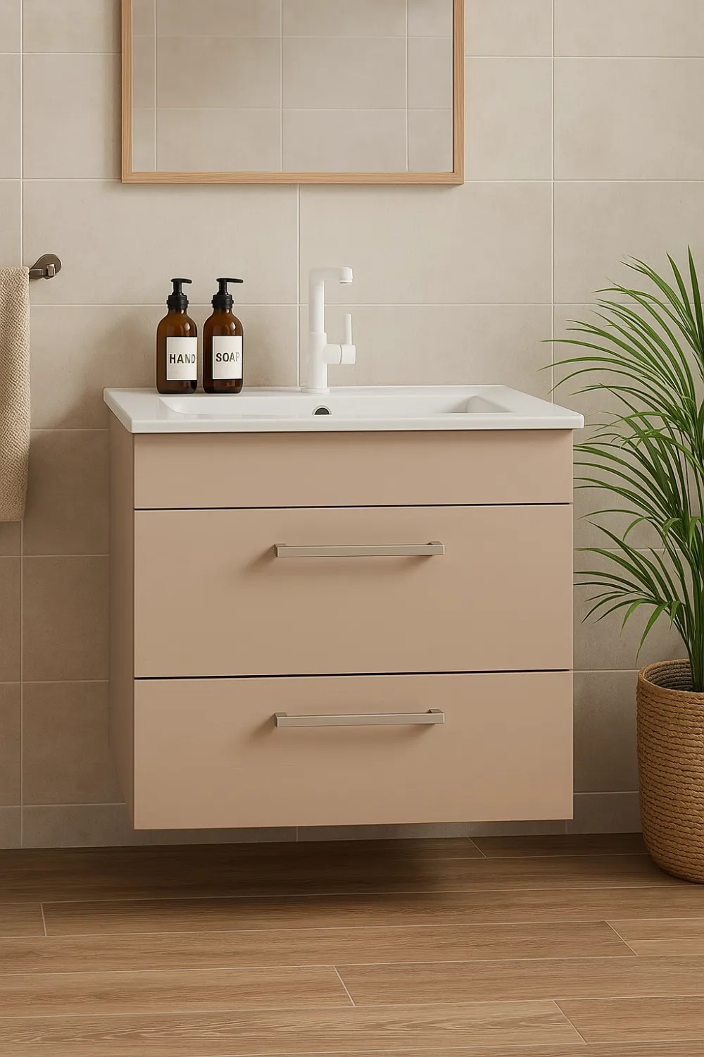 Meuble de salle de bains Spazio 60 cm à deux tiroirs (sans vasque)
