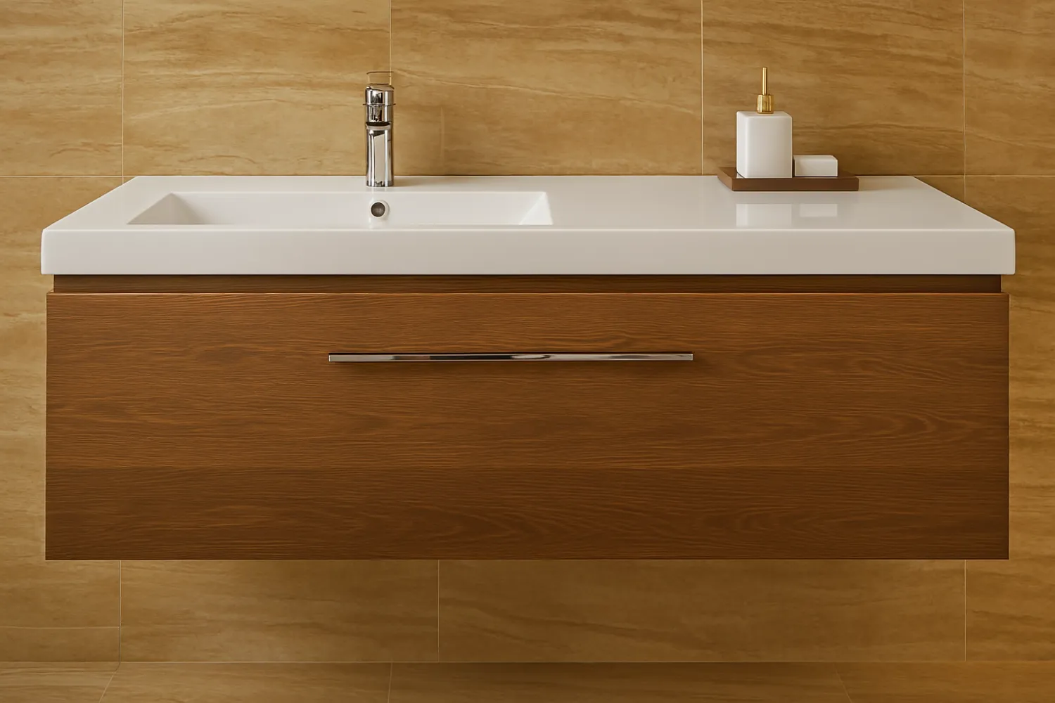 Meuble de salle de bains Spazio 120 cm décentré à un tiroir (sans vasque)