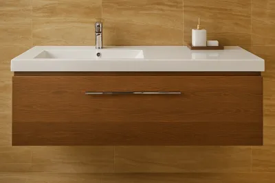 Meuble de salle de bains Spazio 120 cm décentré à un tiroir (sans vasque)