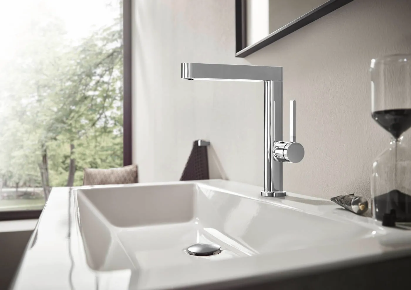 Mitigeur de lavabo Hansgrohe Finoris 230 avec bec orientable et bonde push-open — vue 3