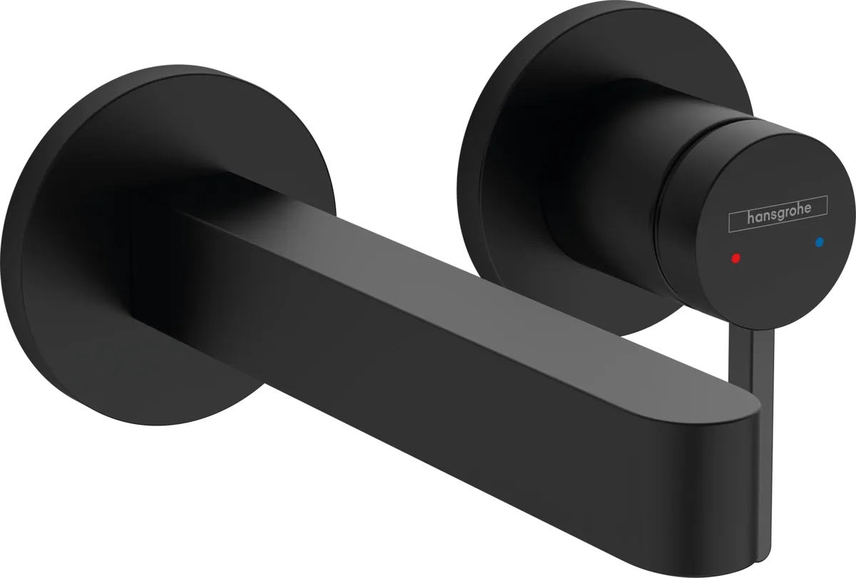 Mitigeur de lavabo encastré Hansgrohe Finoris 168 mm avec bonde à écoulement libre en noir mat