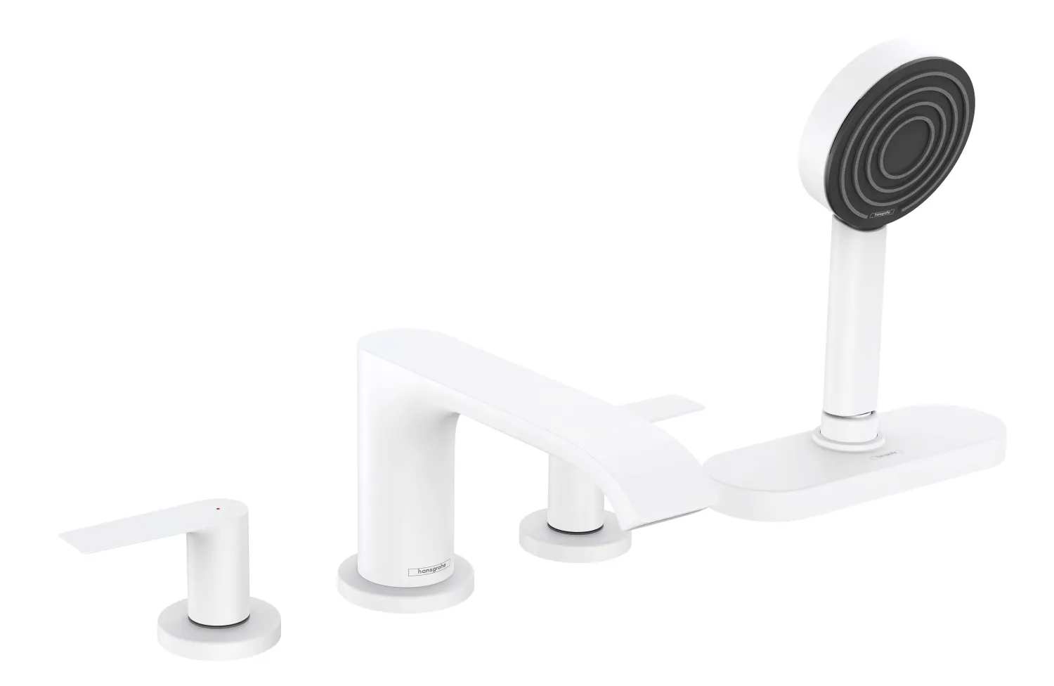 Mélangeur 4 trous pour montage sur bord de baignoire Hansgrohe Vivenis avec sBox en blanc mat
