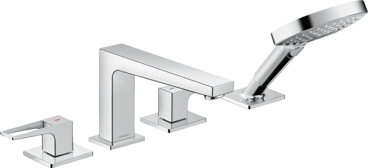 Mélangeur 4 trous pour montage sur bord de baignoire Hansgrohe  Metropol sans Secuflex,  avec poignée étrier