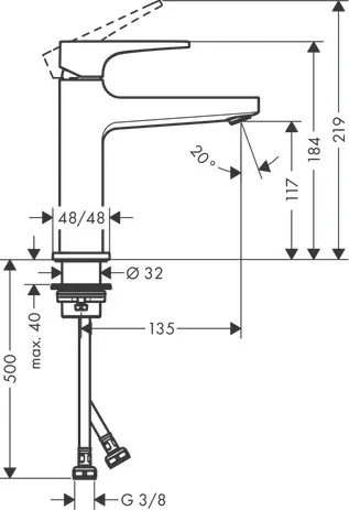 Mitigeur de lavabo Hansgrohe Metropol 110 avec poignée étrier et bonde push-open — vue 2