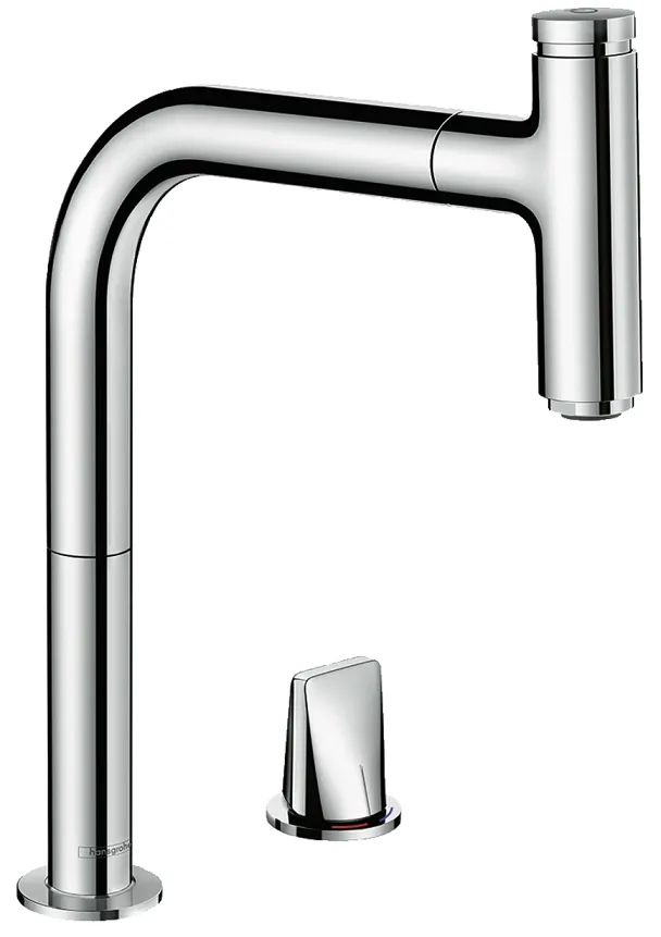 Mitigeur de cuisine Hansgrohe Metris Select M71 200 deux trous  avec douchette extractible 1 jet, sBox