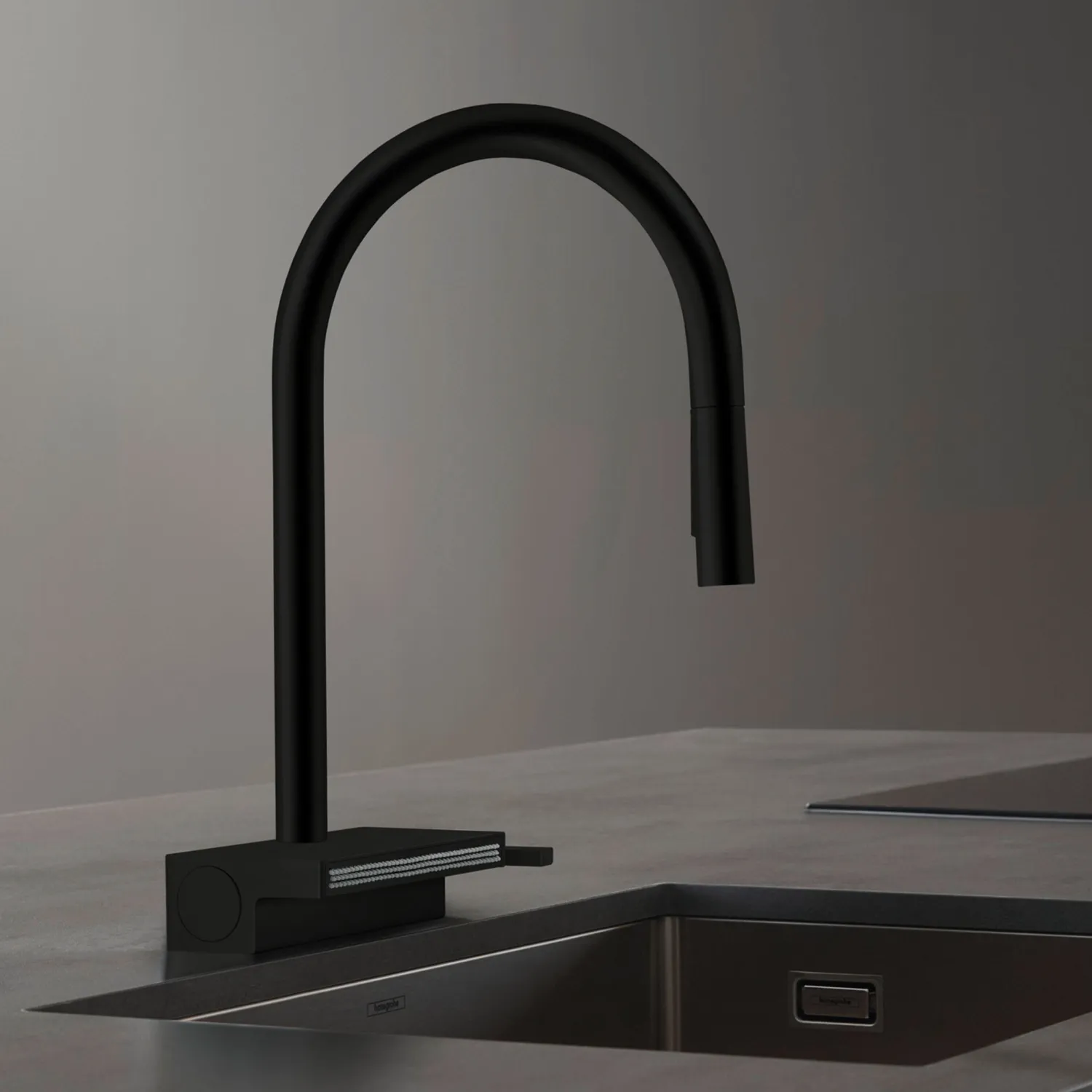 Mitigeur de cuisine Hansgrohe Aquno Select M81 170 avec douchette extractible 3 jets et sBox intégré / Finition noir mat