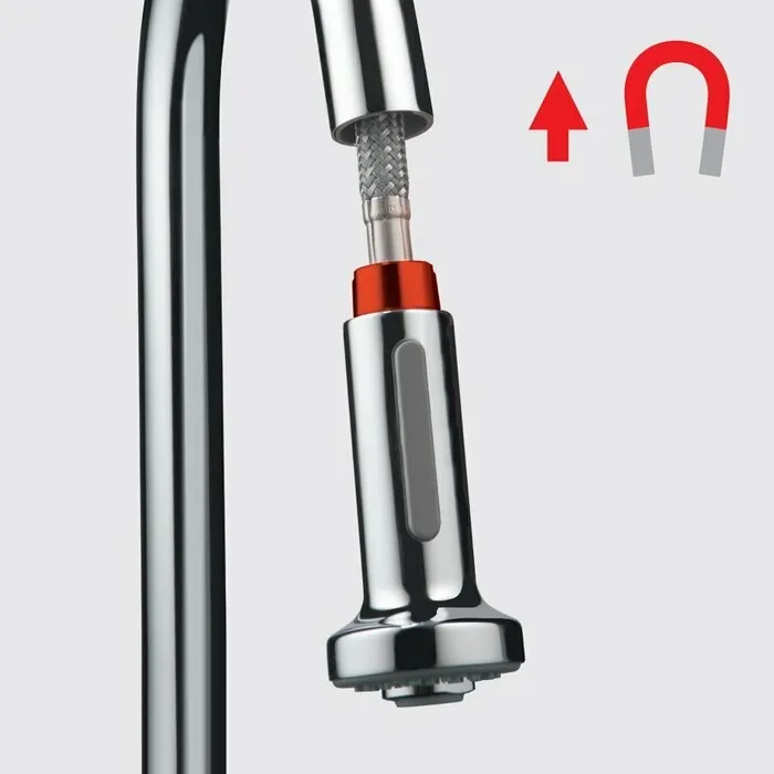 Mitigeur de cuisine Hansgrohe Metris Select M71 200 deux trous avec douchette extractible 1 jet, sBox en acier inoxydable brossé
