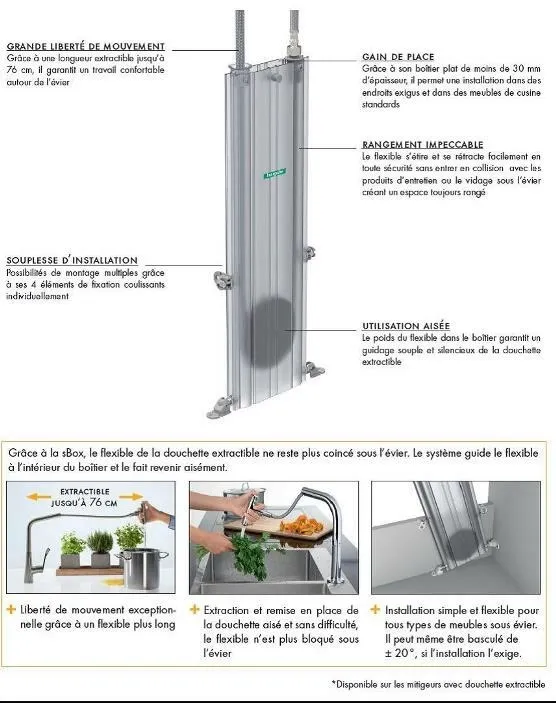 Mitigeur de cuisine Hansgrohe Metris Select M71 200 deux trous avec douchette extractible 1 jet, sBox — vue 4