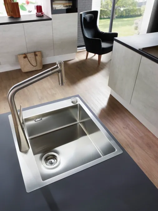 Mitigeur de cuisine Hansgrohe Metris Select M71 320 deux trous avec douchette extractible 2 jets, sBox en acier inoxydable brossé