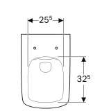 Cuvette de toilette Geberit Selnova Square Rimfree, 25,5 cm de large, 32,5 cm de long, modèle à fixation murale.