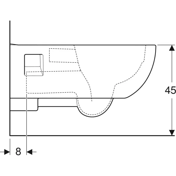 Cuvette suspendue à fond creux Geberit Selnova Comfort, rallongée, semi-carénée, Rimfree — vue 4