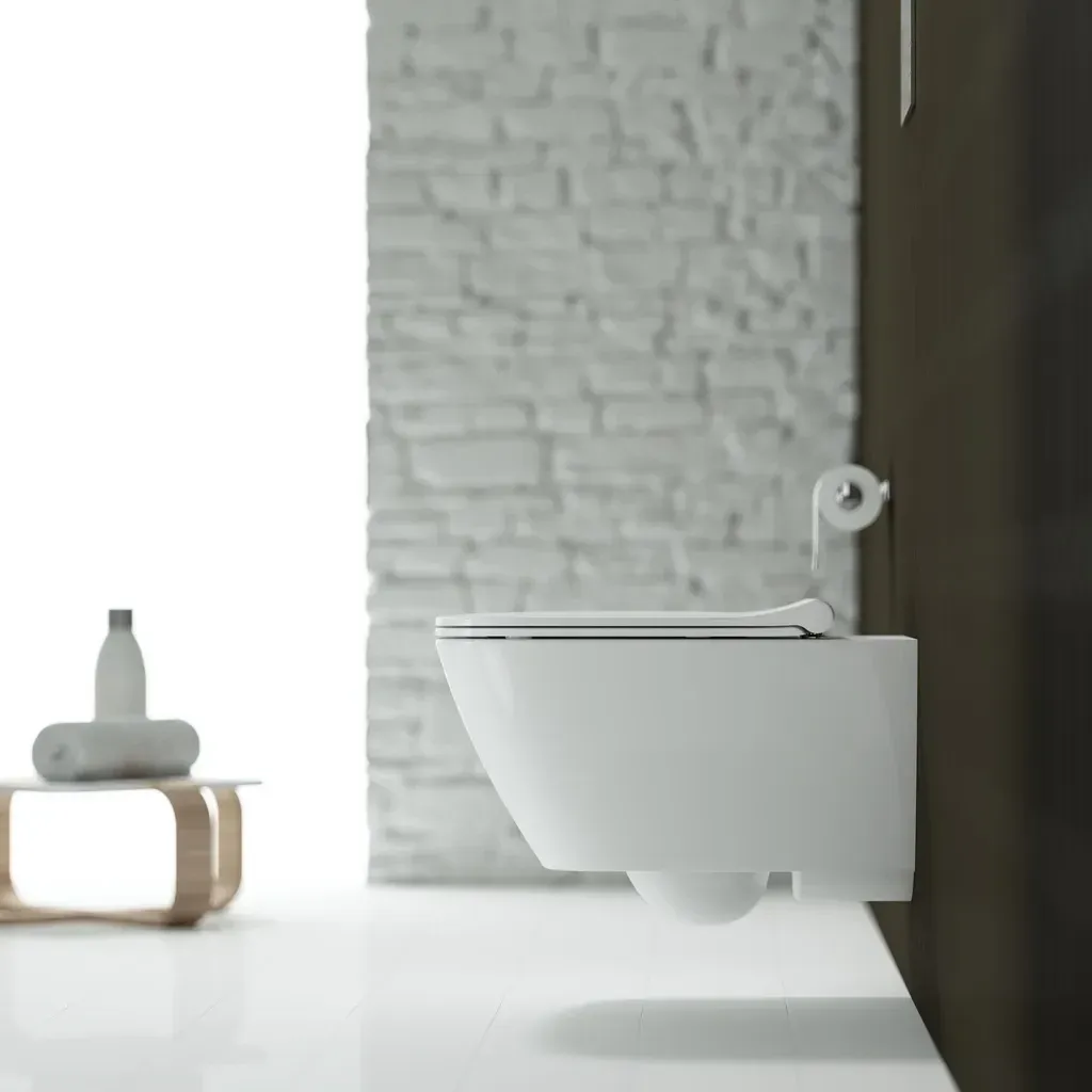 Pack cuvette suspendue Geberit Smyle Square carénée Rimfree, TurboFlush, avec fixations cachées et abattant à abaissement automatique déclipsable antibactérien — vue 4