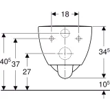 Dimensions de la cuvette de toilette Geberit Selnova Comfort : 35,5 cm de large, 70 cm de long, 34,5 cm de haut, design sans rebord.