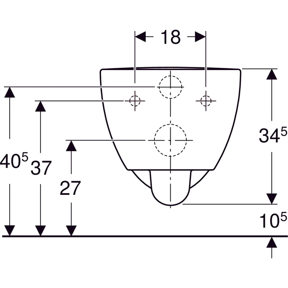 Cuvette suspendue à fond creux Geberit Selnova Comfort, rallongée, semi-carénée, Rimfree — vue 5