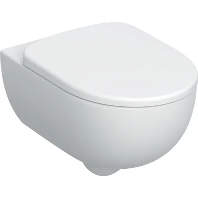 Pack cuvette suspendue Geberit Selnova Premium carénée Rimfree avec fixations cachées et abattant à abaissement automatique déclipsable antibactérien