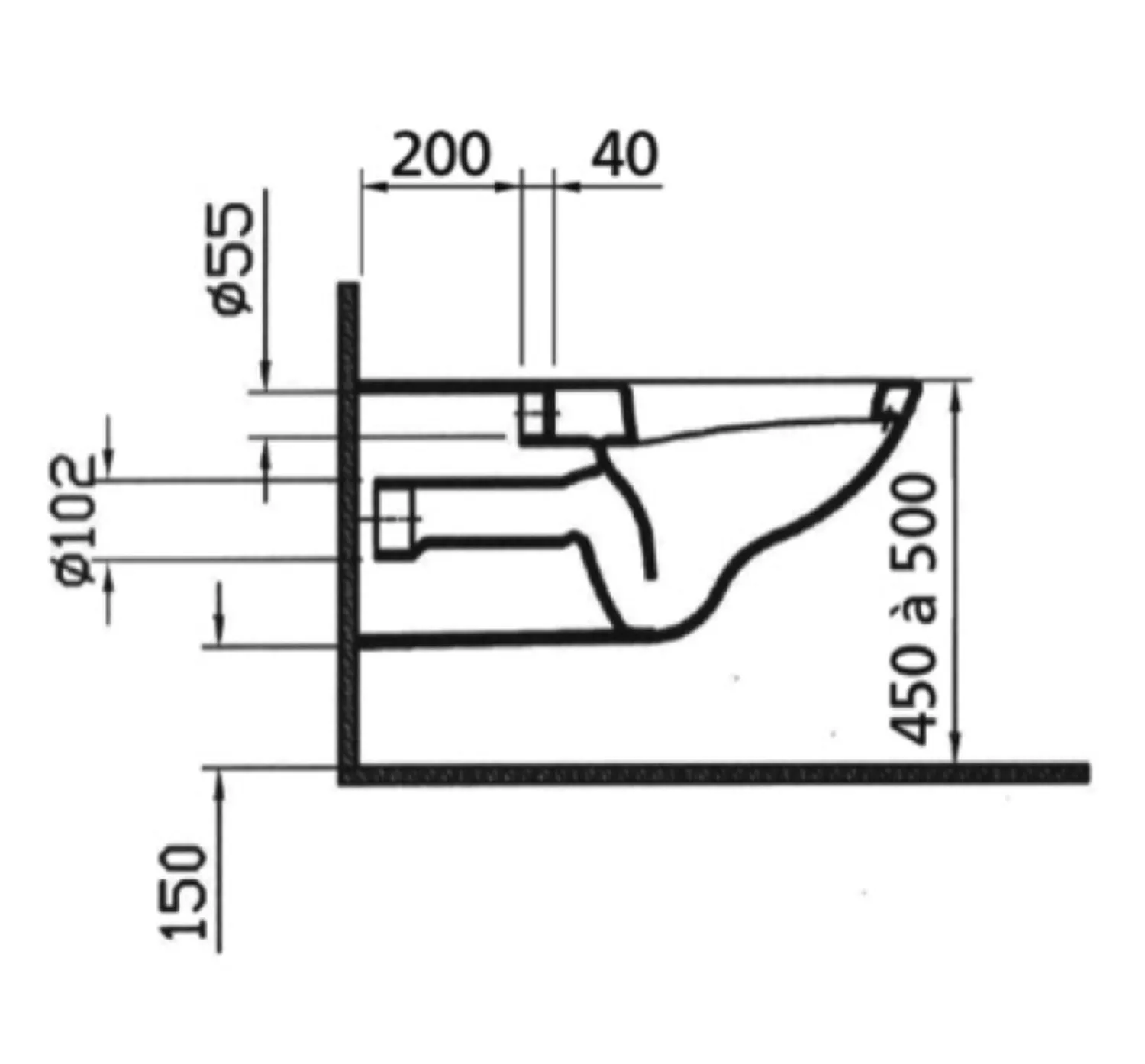 Cuvette suspendue longue 700 mm Presto — vue 3