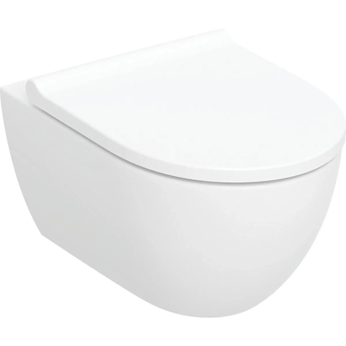 Pack cuvette suspendue à fond creux Geberit Acanto carénée, TurboFlush, avec abattant antibactérien à abaissement automatique et charnières verrouillables