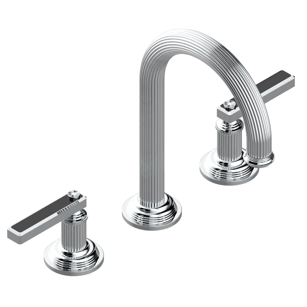 Mélangeur de lavabo 3 trous THG avec vidage pour serrage marbre - Collection &quot;Grand Central Onyx noir&quot;