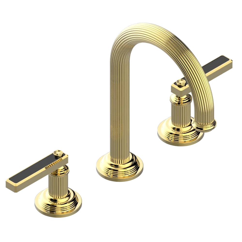 Mélangeur de lavabo 3 trous THG avec vidage pour serrage marbre - Collection "Grand Central Onyx noir" — vue 2