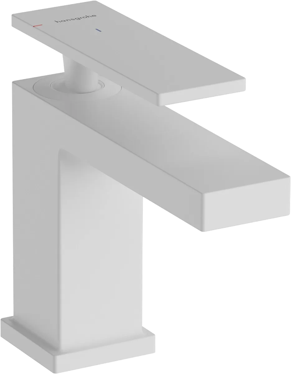 Mitigeur de lavabo Hansgrohe Tecturis E 80 CoolStart avec tirette et vidage en blanc mat