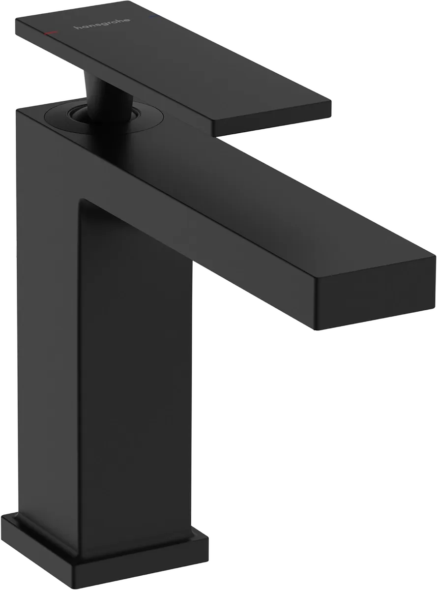 Mitigeur de lavabo Hangrohe Tecturis E 110 avec bonde Push-Open en noir mat