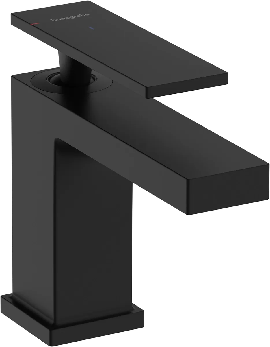 Mitigeur de lavabo Hansgrohe Tecturis E 80 CoolStart avec tirette et vidage en noir mat