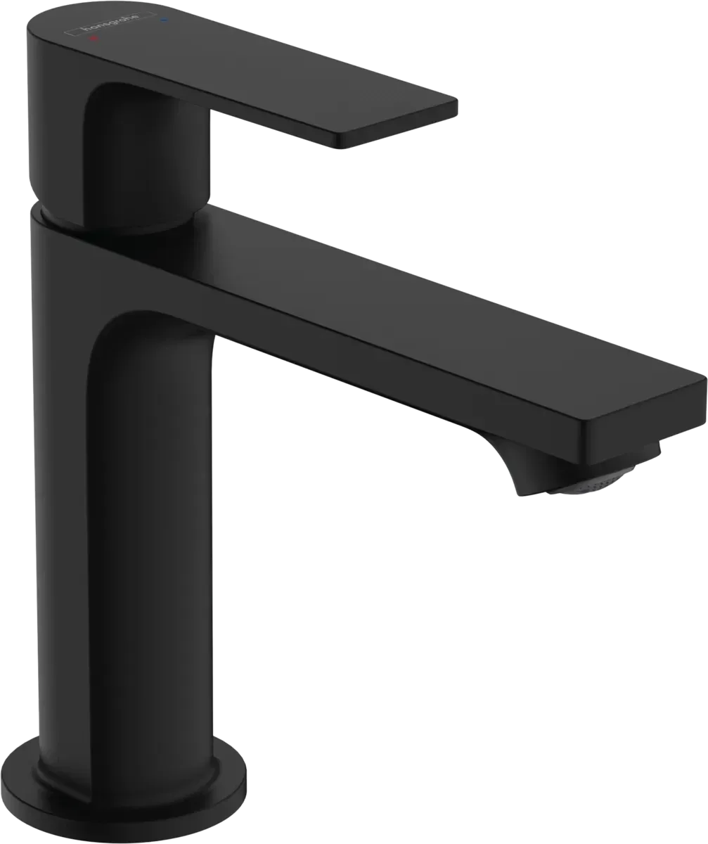 Mitigeur de lavabo Hangrohe Rebris E 110 avec tirette et vidage en noir mat