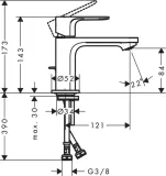 Rebris E Mitigeur de lavabo 80 CoolStart avec tirette et vidage