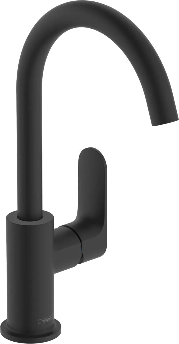 Mitigeur de lavabo Hansgrohe Rebris S 210 avec bec orientable, tirette et vidage en noir mat