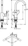 Rebris S Mitigeur de lavabo 210 avec bec orientable, tirette et vidage