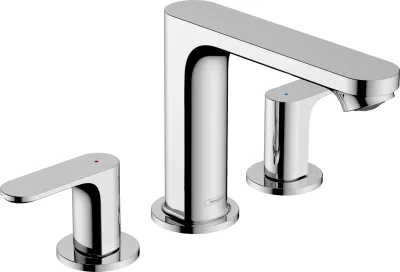 Mélangeur de lavabo 3 trous Hansgrohe Rebris S 110 avec tirette et vidage